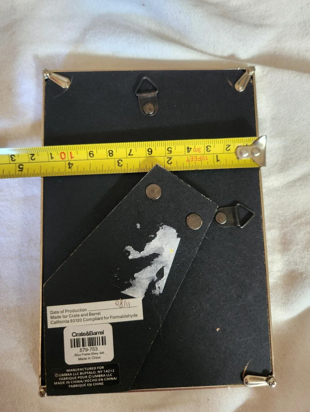 Crate & Barrel Eliza Shiny Silver Metal Picture Frame 4x6